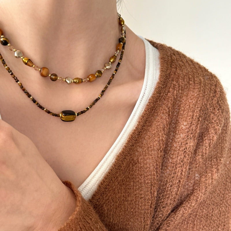 Beaded Necklace Tiger Eye Necklace Typical Necklace Length LBY210