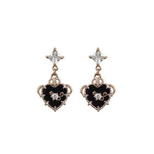 Load image into Gallery viewer, Vintage Jewelry Black Onyx Heart Pendant Earrings 