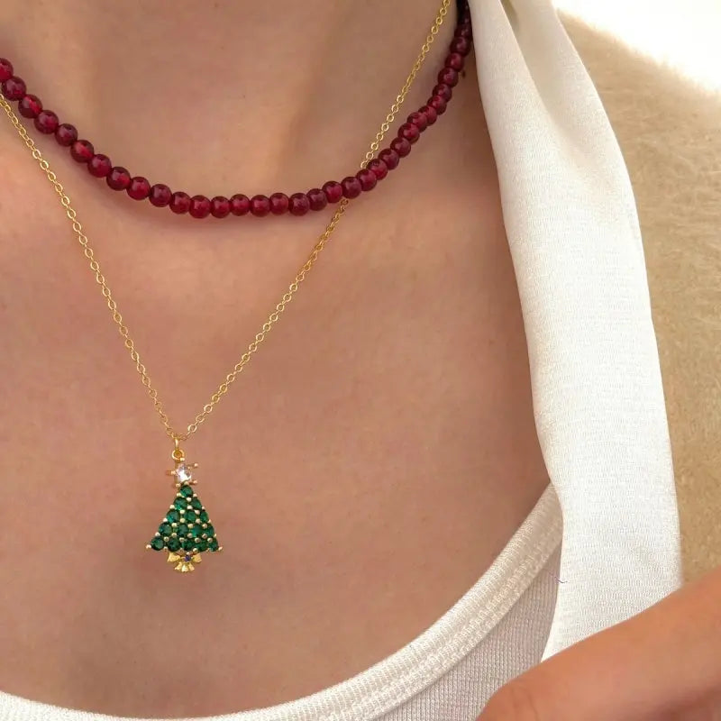 Tree Earrings Christmas Earrings Vintage Christmas Necklace 