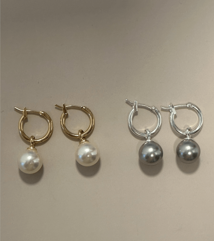 Round Drop Pearl Earring 