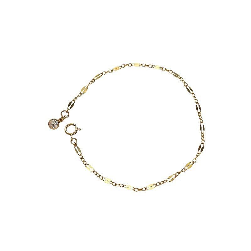 Gold Disk Single Diamond Bracelet  LBY149