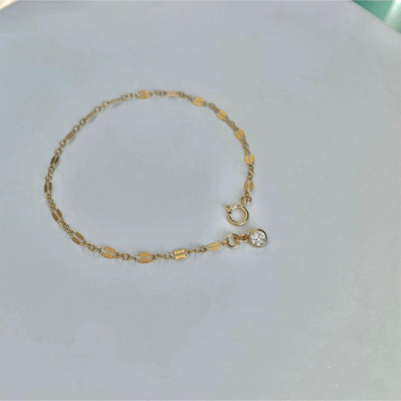 Gold Disk Single Diamond Bracelet  LBY149