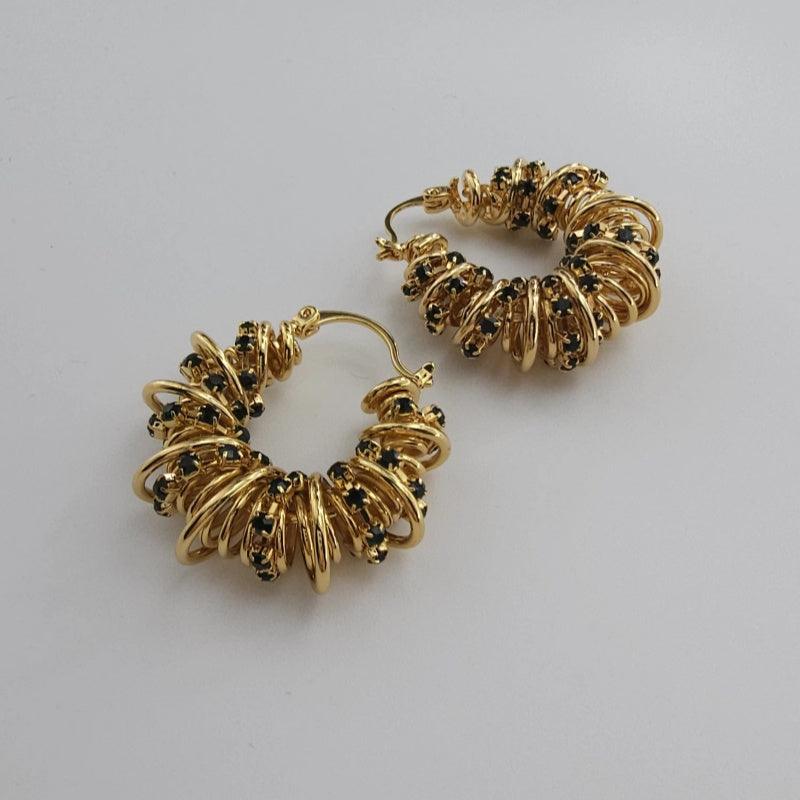 Gold Earrings Hoops Vintage Earrings Woven Hollow Earrings  LBY133