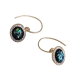 Opal Earrings Iridescent Round Pendant Earrings Ear Hooks LBY192