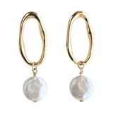 Button Earrings Oval Beads Silver Hoop Earrings For Women LBY239