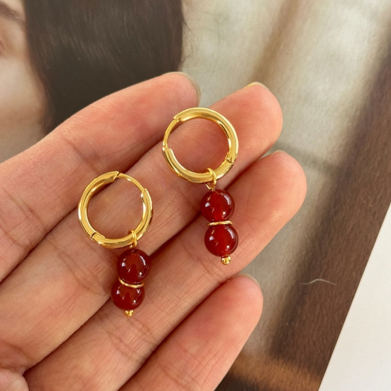 Red Earrings Agate Earring  Lantern Earrings LBY216