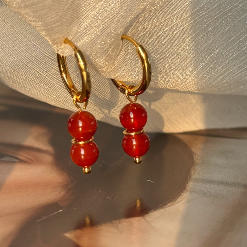 Red Earrings Agate Earring  Lantern Earrings LBY216