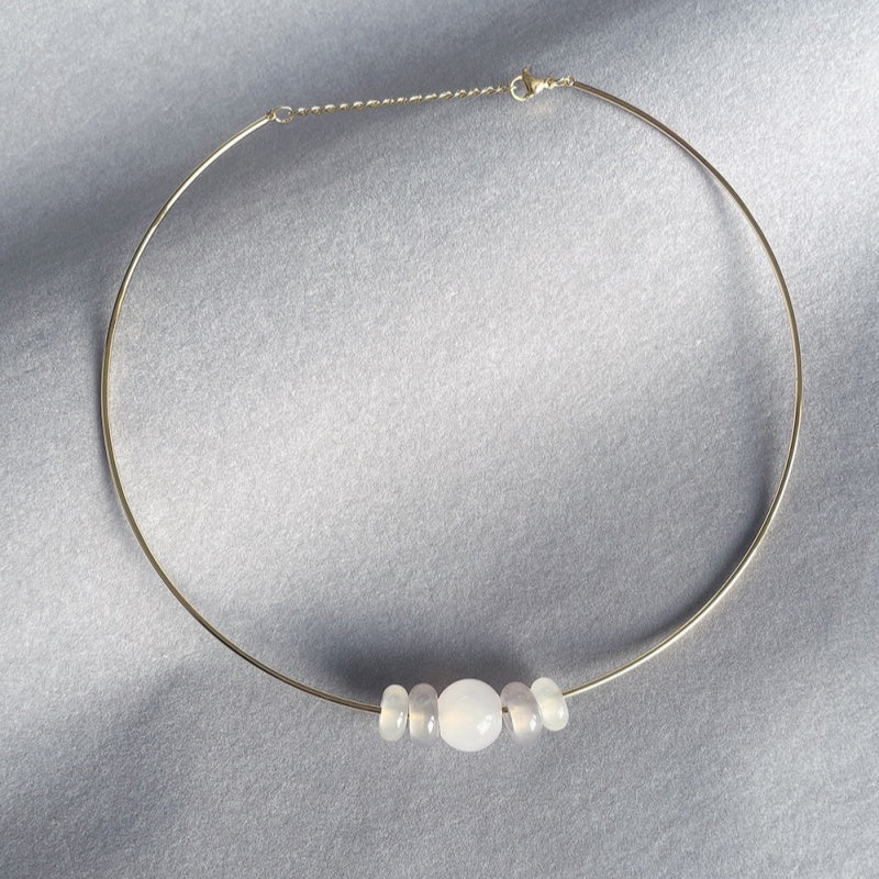  Stone Choker, Vintage Stone Necklace, 