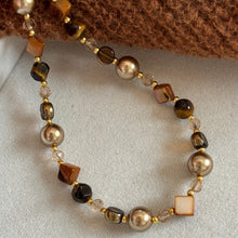 Load image into Gallery viewer, Tiger Eye Necklace Rhombus and Round Tiger Eye Beaded Necklace LBY196