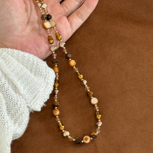 Load image into Gallery viewer, Tiger Eye Necklace Rhombus and Round Tiger Eye Beaded Necklace LBY196