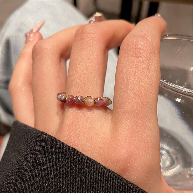 2025 Green Tourmaline Ring Beaded Ring LBY125 - LBY JEWELRY