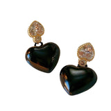 Victorian Style Earrings French Vintage Style Black Zircon Heart Earrings  LBY177