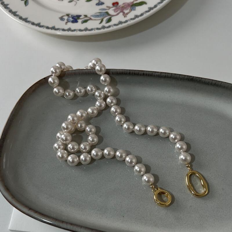 White Perfectly Round High-Luster Pearl Necklace  LBY156