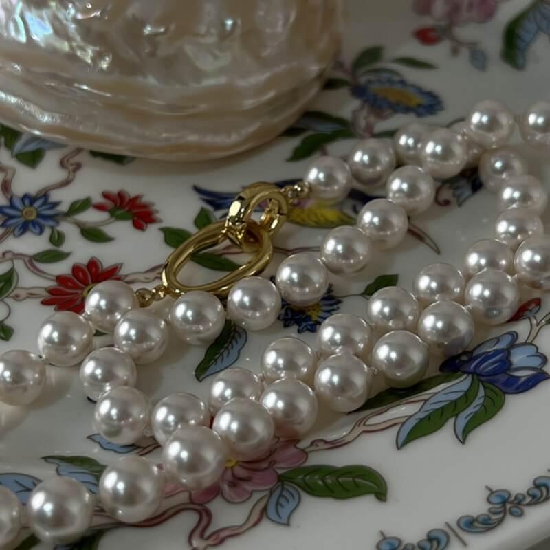 Vintage Pearl Necklace White Pearl Necklace  LBY156