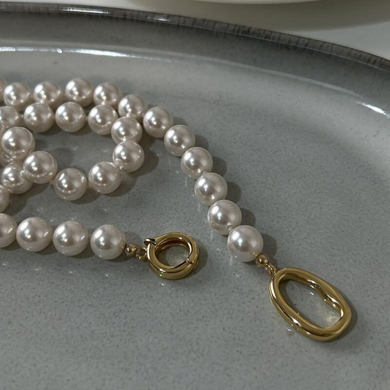 White Perfectly Round High-Luster Pearl Necklace  LBY156