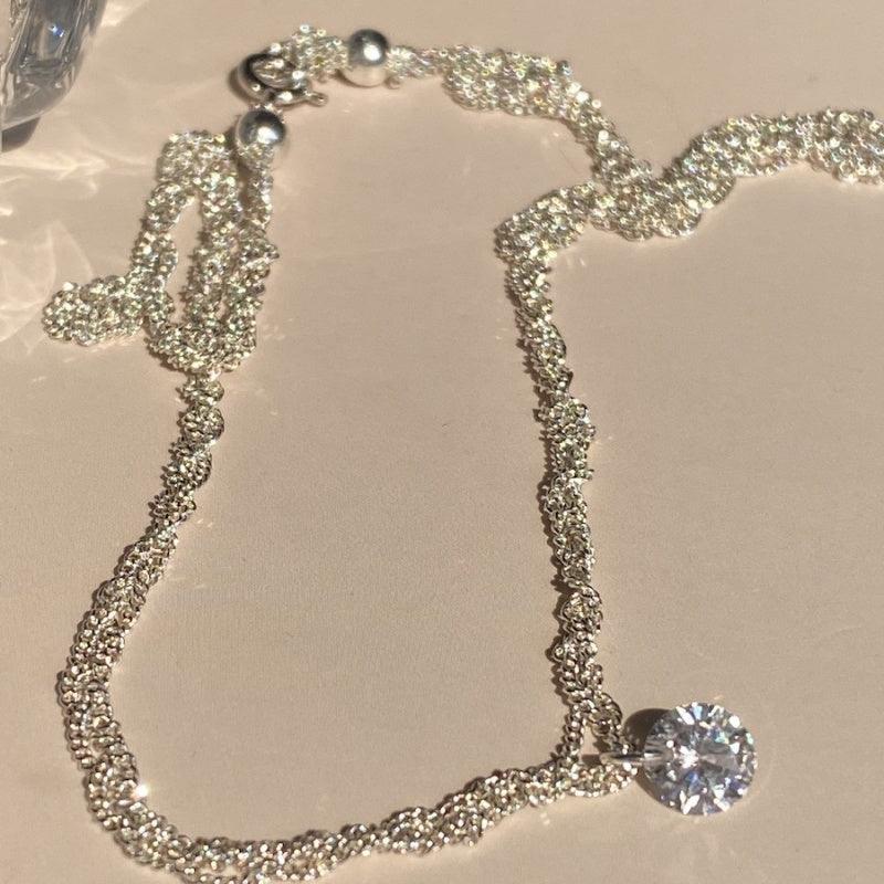 Woven S925 Sterling Silver Moissanite Necklace  LBY135