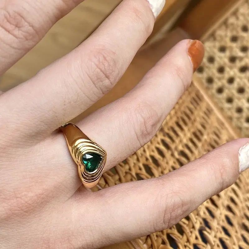 Zircon Ring Color Ring Multi-Color Heart Ring LBY184 - LBY JEWELRY