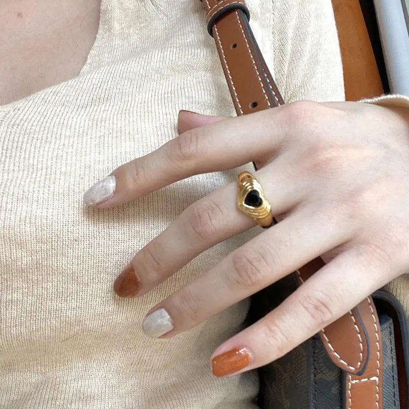 Zircon Ring Color Ring Multi-Color Heart Ring 
