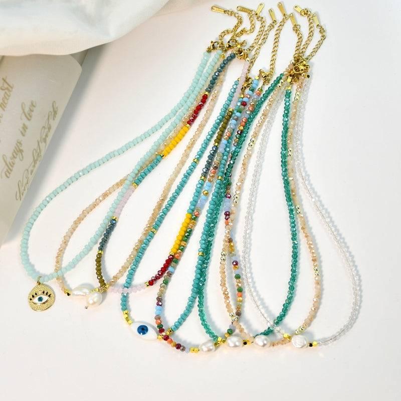 Multicolored Crystal Beaded Necklace LBY55