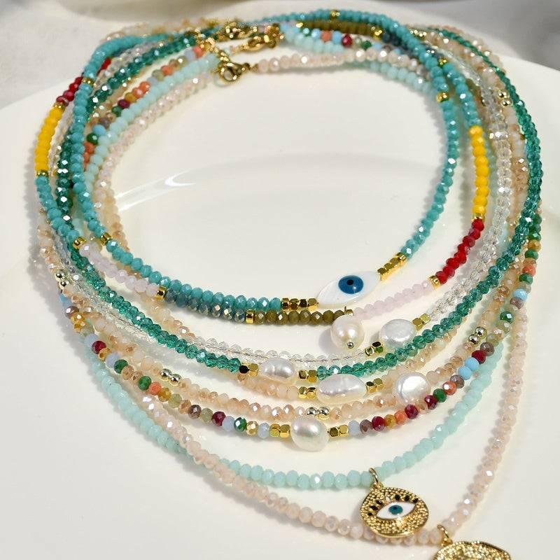 Multicolored Crystal Beaded Necklace LBY55