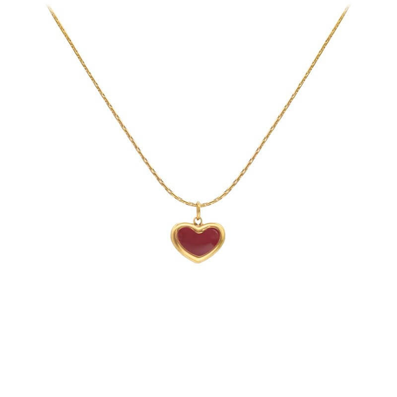 Silver Red Heart Necklace 